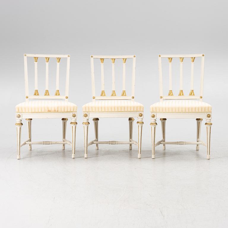 Stolar, 3 st, sengustavianska, Stockholm, omkring 1800.