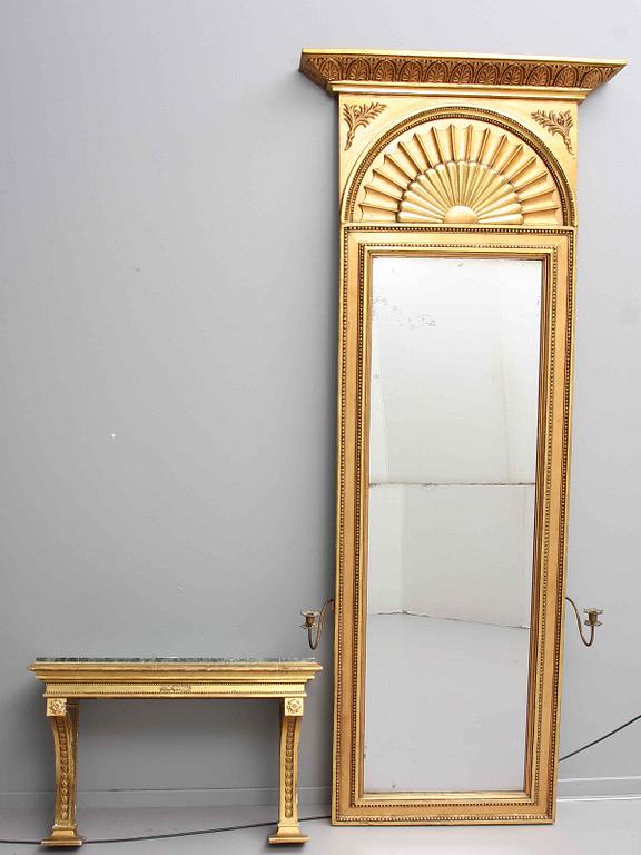 SPEGEL med KONSOLBORD, empire, 1800-tal.