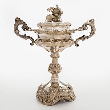 A footed Neo Rococo silver bowl with lid, maker's mark of Johan Theodor Palmgren, Norrköping, Sweden 1885-86.