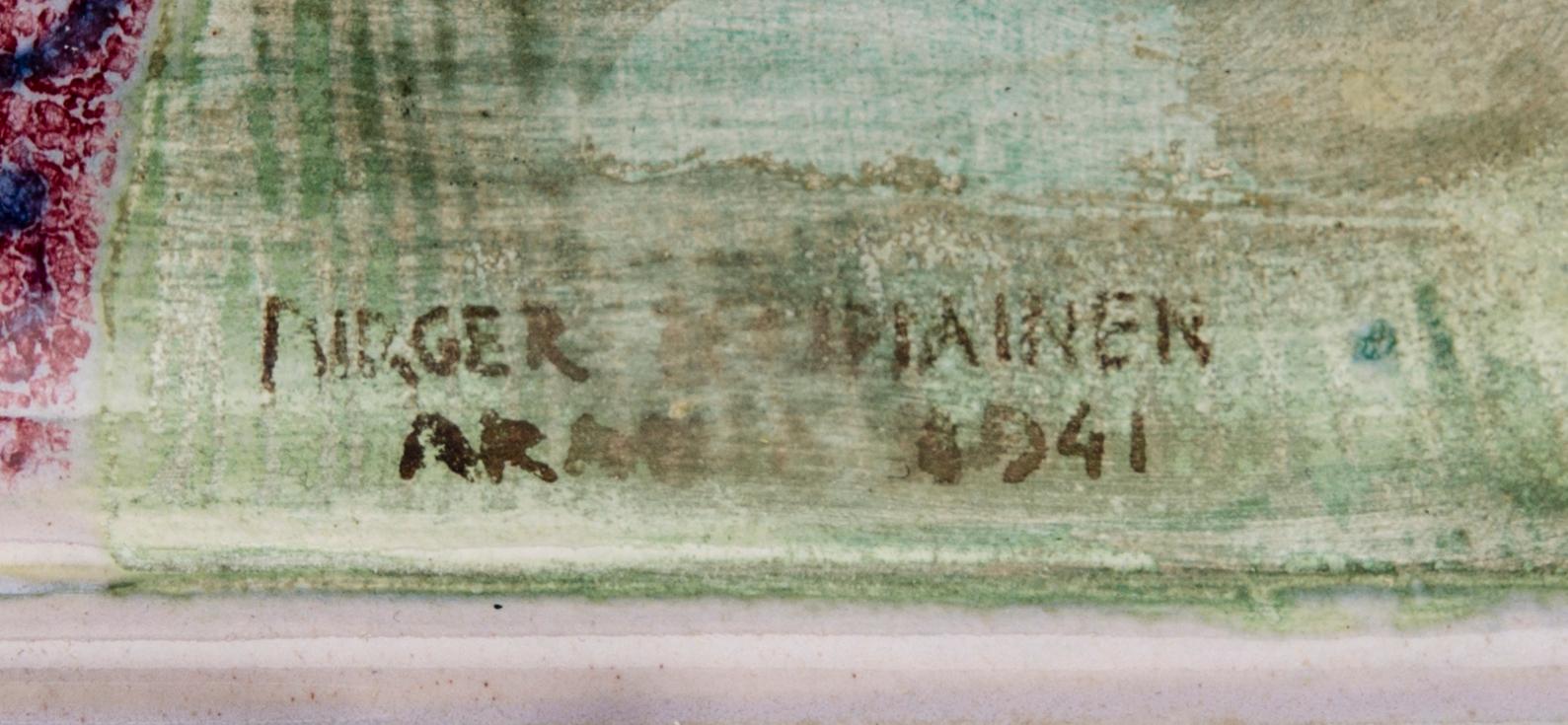 BIRGER KAIPIAINEN, CERAMIC DISH. Paradise girls. Signed Birger Kaipiainen, Arabia 1941.