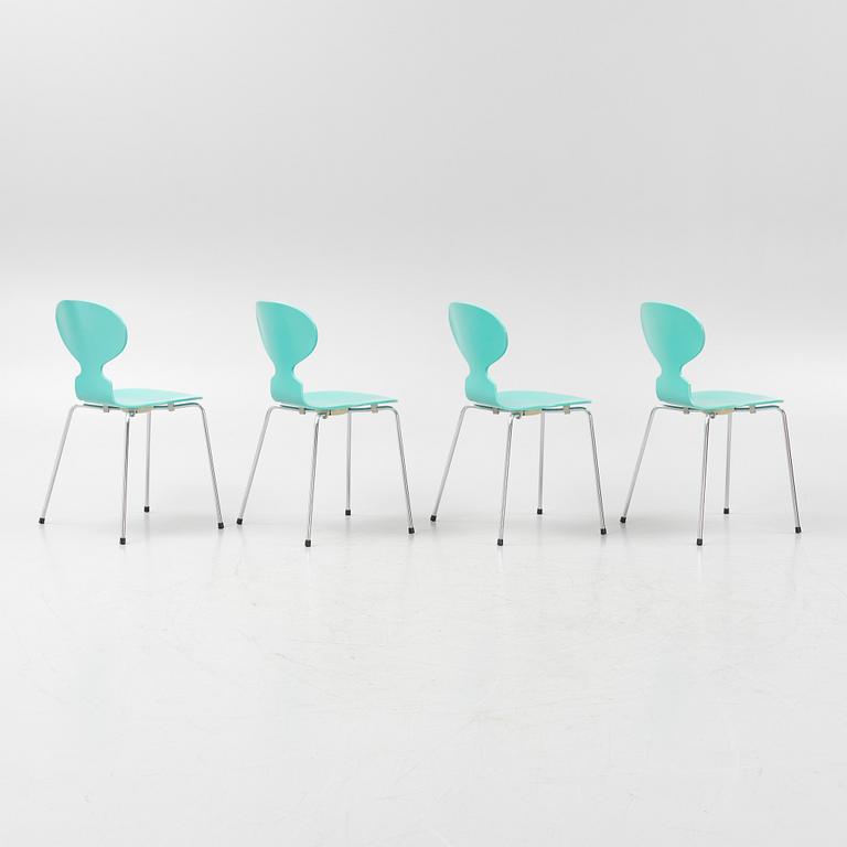 Arne Jacobsen, four 'Ant' chairs, Fritz Hansen, Denmark, 1992-97.