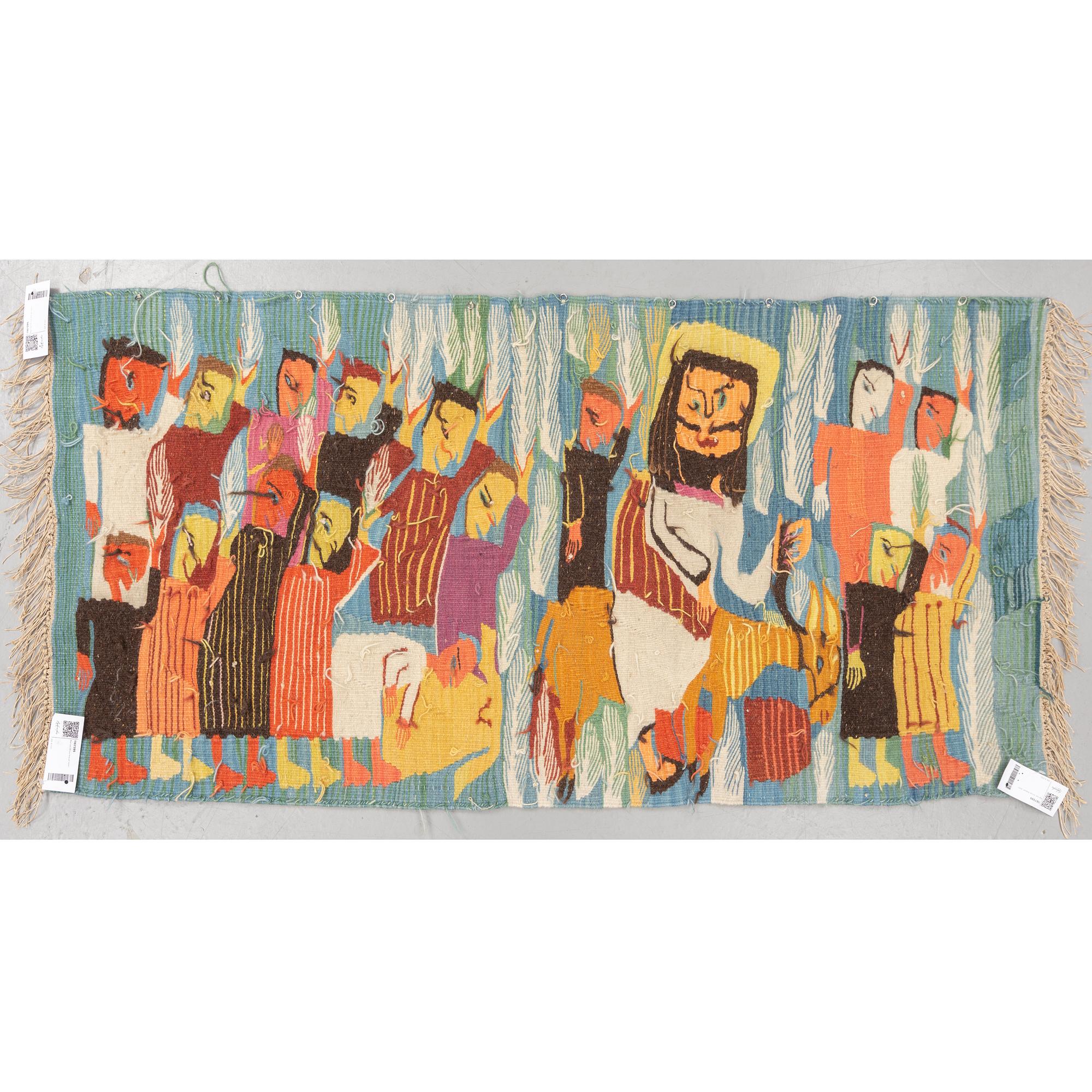 A TAPESTRY, tapestry weave, ca 70,5 x 147,5 cm, Wissa Wassef's weaving school in Haranya outside  Cairo.