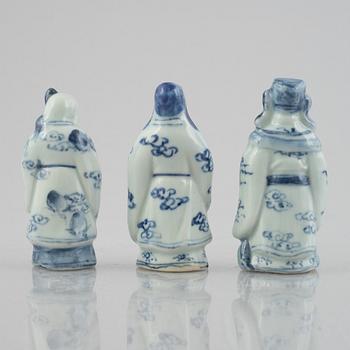 Three porcelain figurines, China, 20th century.