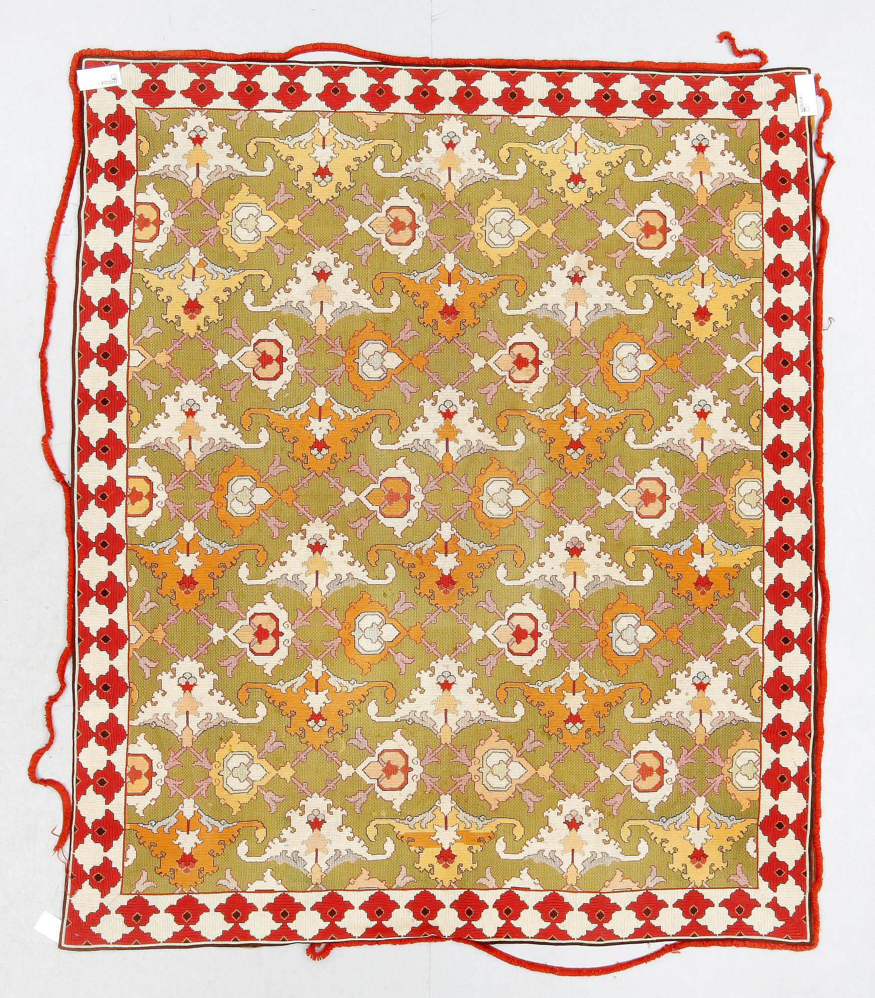 TÄCKE, broderad, 165 x 195, 1800/1900-tal.