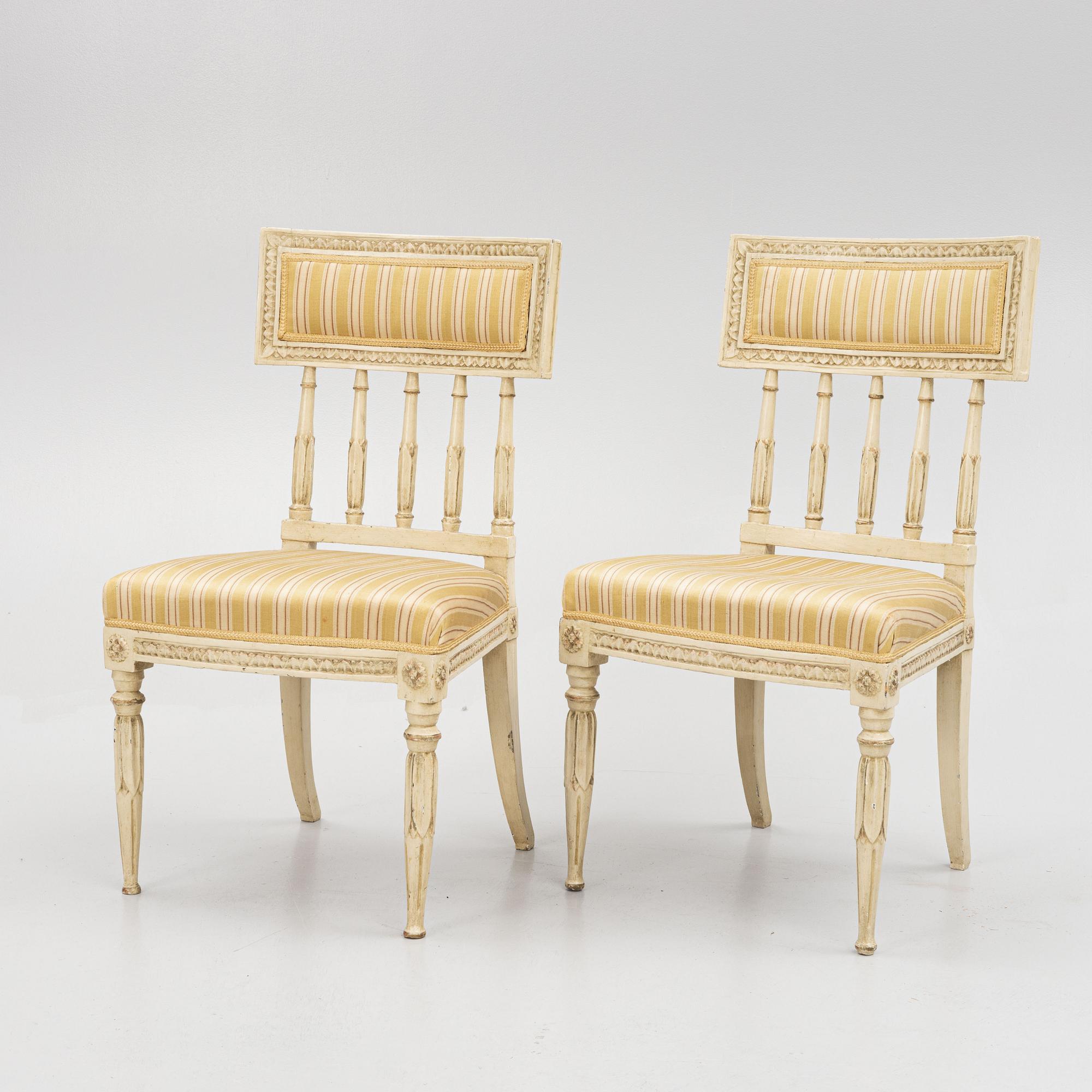 A set of six late Gustavian chairs, Stockholm, late 18th century.