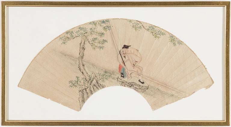 Two Chinese fan paintings, late 19th/early 20th century.