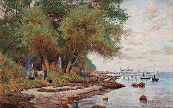 Axel Lindman, Beach scene from Elsinore, Denmark.