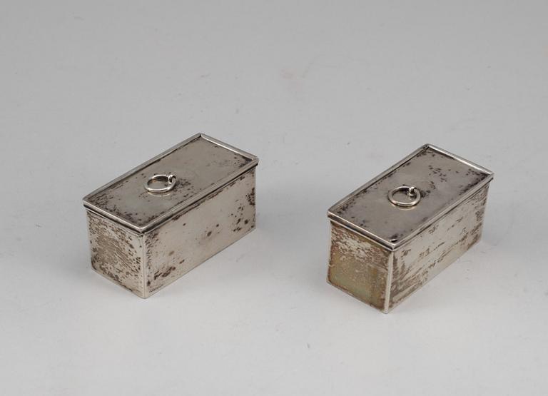DOSOR, 4 st, silver, samtliga av Stephan Nöblin, Ystad, 1803. Vikt ca 300 gram.