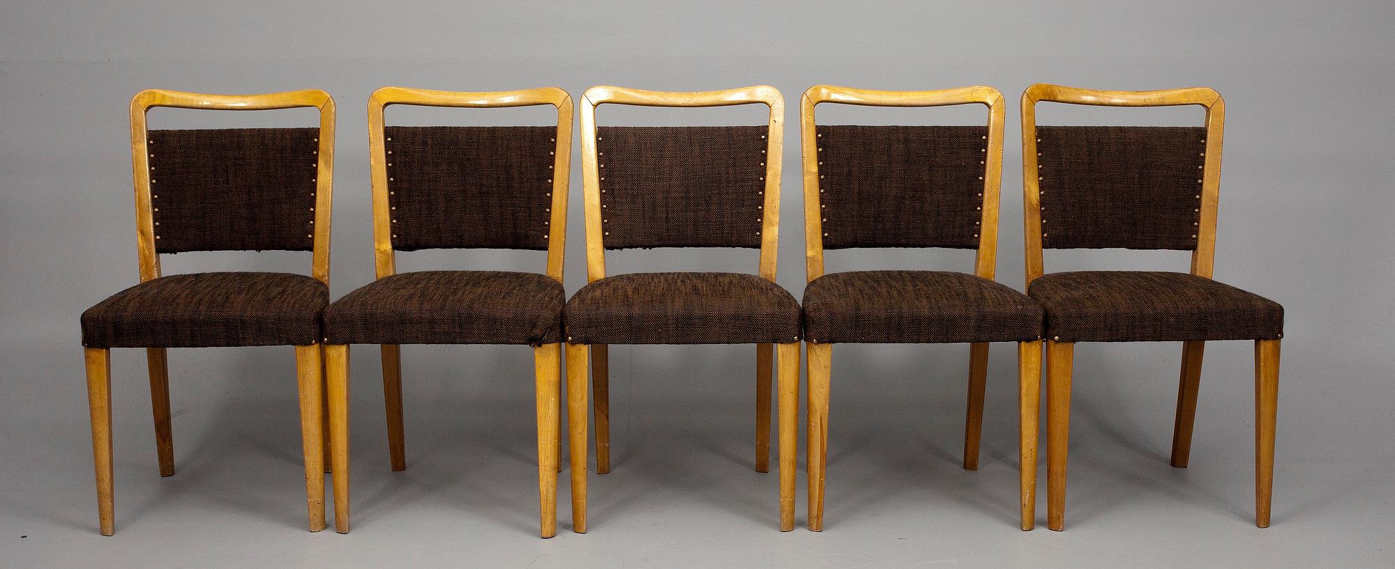 STOLAR, 5 st, möjligen Werner West, Keravan Puusepäntehdas, Finland, 1930-/40-tal.