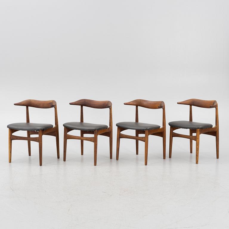 Knud Faerch, stolar, 4 st "Kohornstolen", nr 521, Slagelse Möbelvaerke, Danmark.