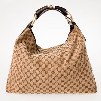 GUCCI, Horsebit Guccissima Canvas Hobo Bag.