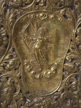 A set of four Swedish Baroque repoussé silvered brass reflector one-branch reflector plates, ca 1690-1700.