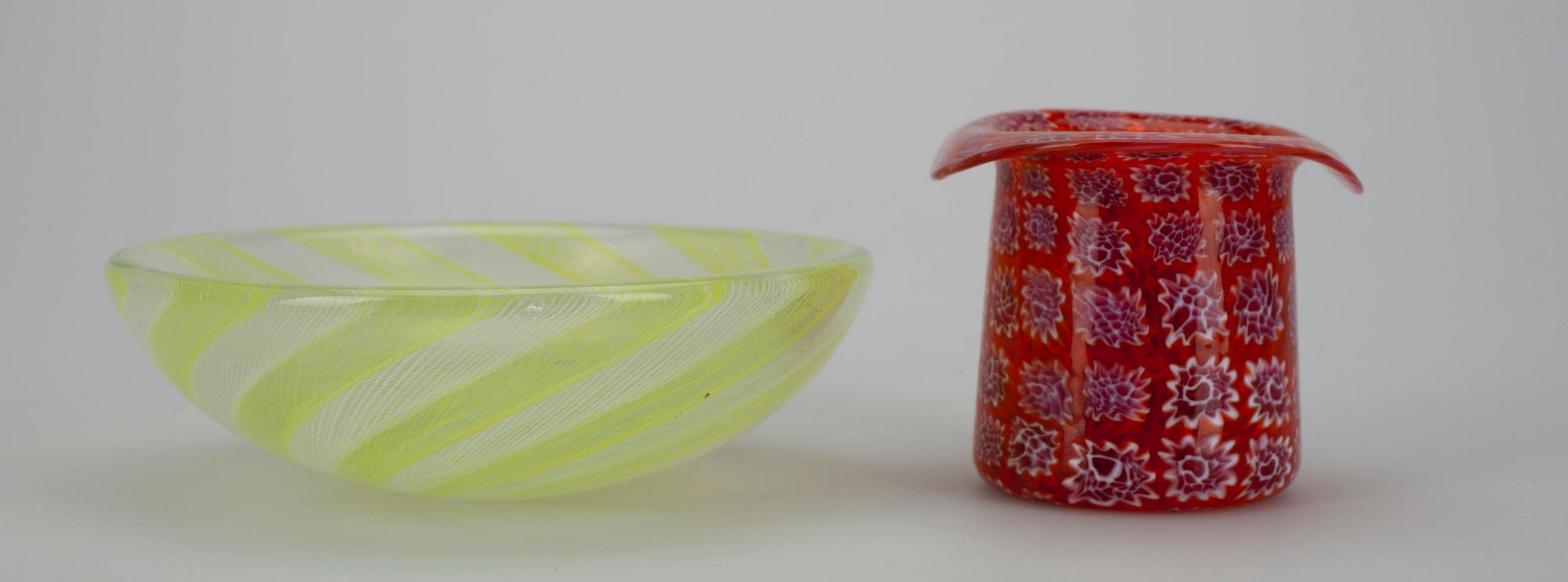 SKÅLAR, 2 st, glas, Venini Murano. 1900-talets andra hälft.