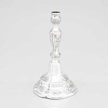 An 18th Century Rococo silver candlestick, mark of Isak Trybom, Stockholm 1780.