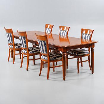 A dining set with seven pieces, designed Louis Philippe, Selva, from late 20th century.