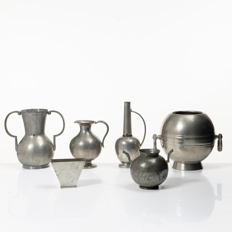 Pewter, 6 pieces, GAB and Ystad, including 1935.