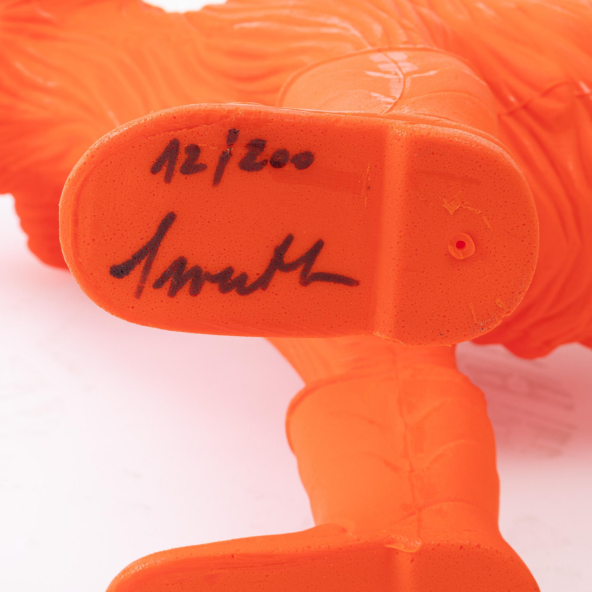 William Sweetlove, "Cloned Schnauzer with water bottle". (Orange).