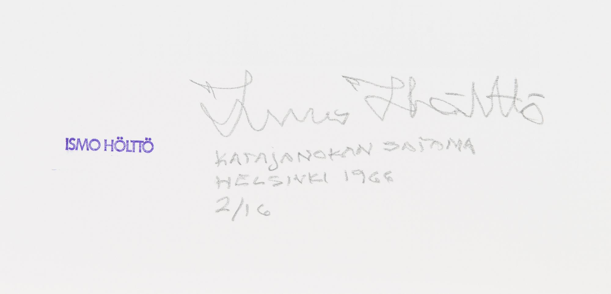 Ismo Hölttö, photograph, pigment print, a tergo signed and stamped, ed. 2/16.