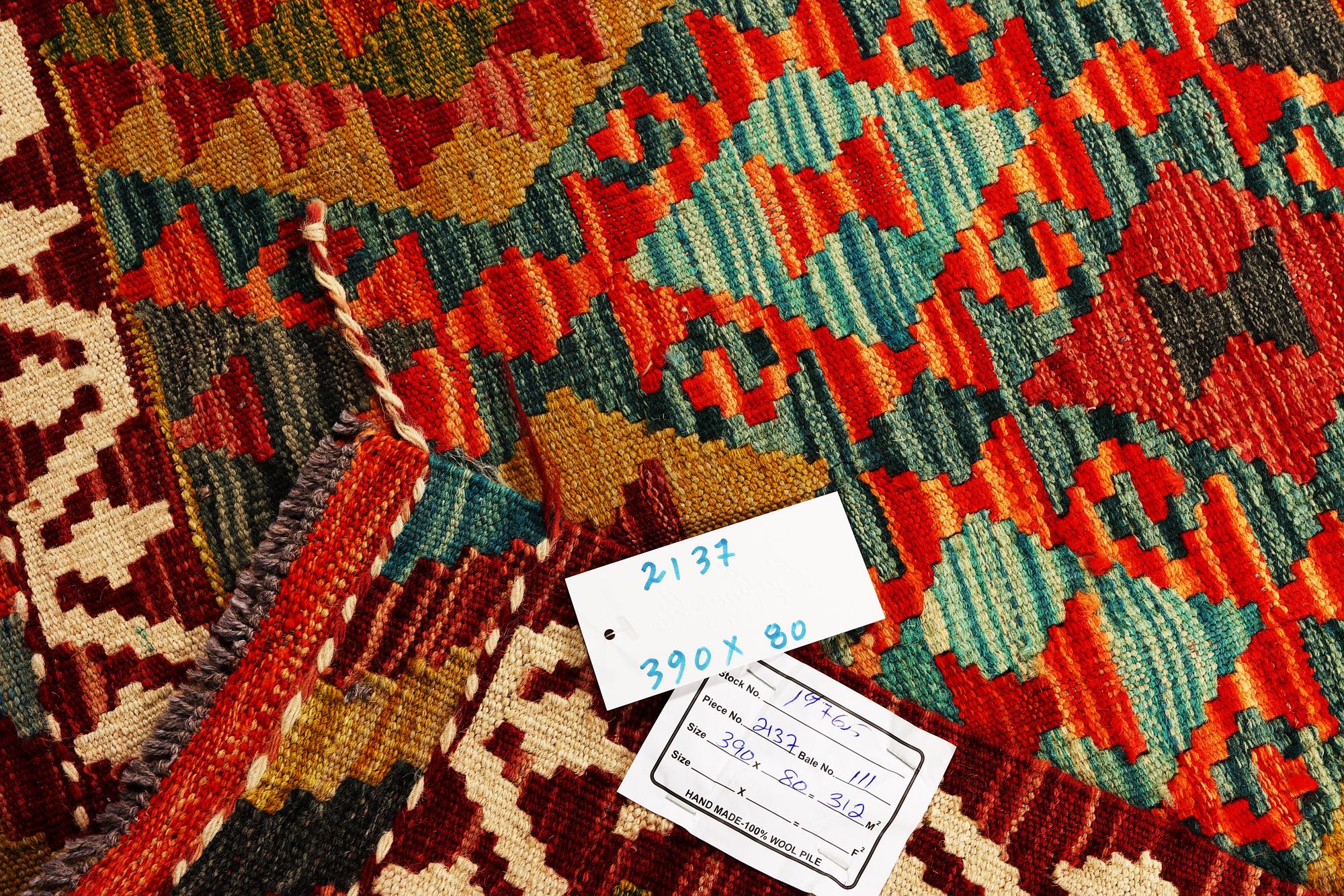 Gallerimatta, kelim, Afghanistan, ca 390 x 80 cm.