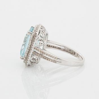 Aquamarine and diamond cocktail ring.