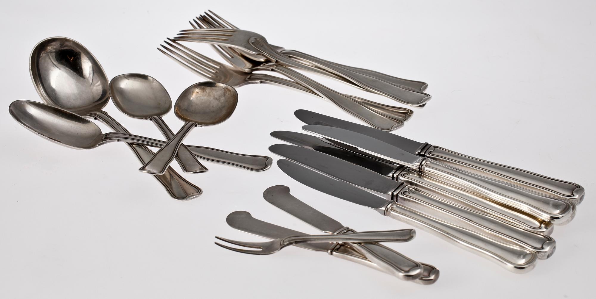 BESTICKSERVISDELAR, 15 st, sterlingsilver, "Gammal dansk", Georg Jensen, Danmark, 1900-talets andra hälft.