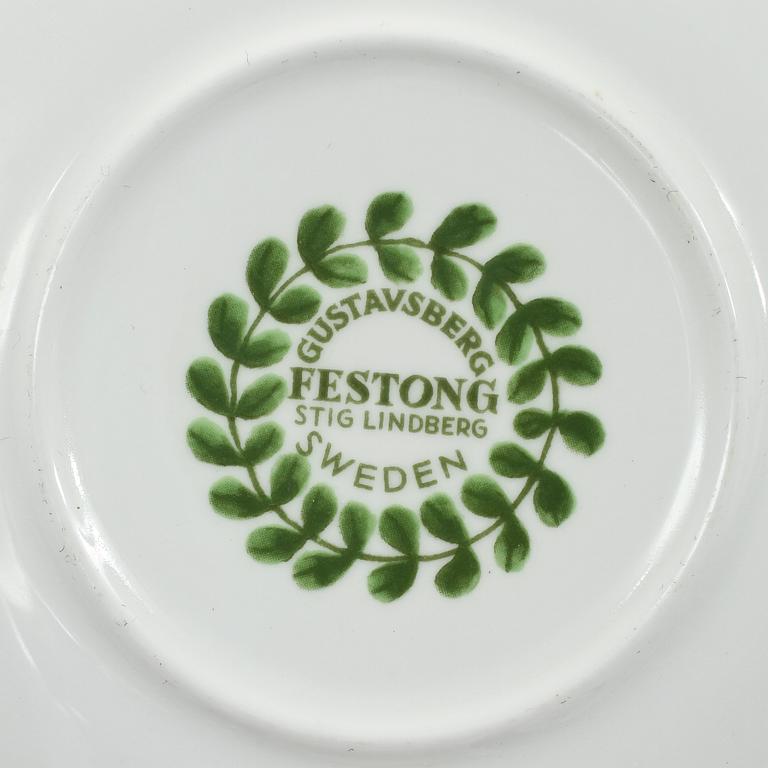 KAFFESERVISDELAR, 11 delar, porslin, "Festong", Stig Lindberg, Gustavsberg.