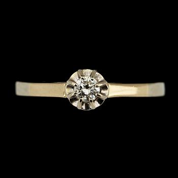 RING, 18k vitguld med briljantslipade diamant ca 0,01 ct, , importstämplad, 1975. Vikt 2 gram.