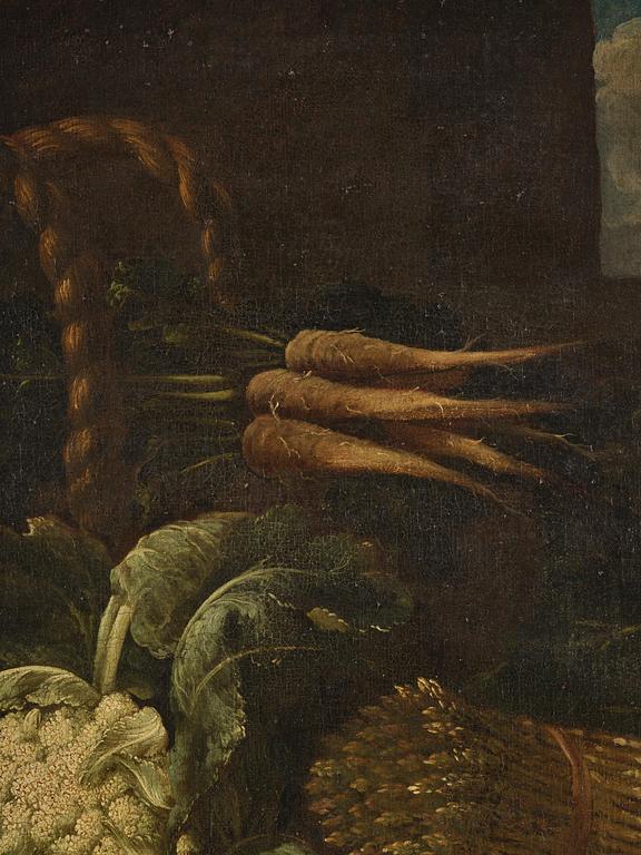 Simone del Tintore, follower of, Still life with asparagus, mushrooms, cauliflower, and turnips.