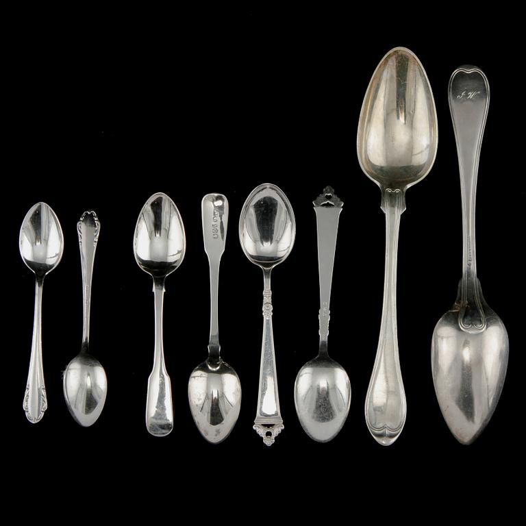 PARTI SKEDAR, 43 st, silver, 1800/1900-tal. Vikt 1080 g.