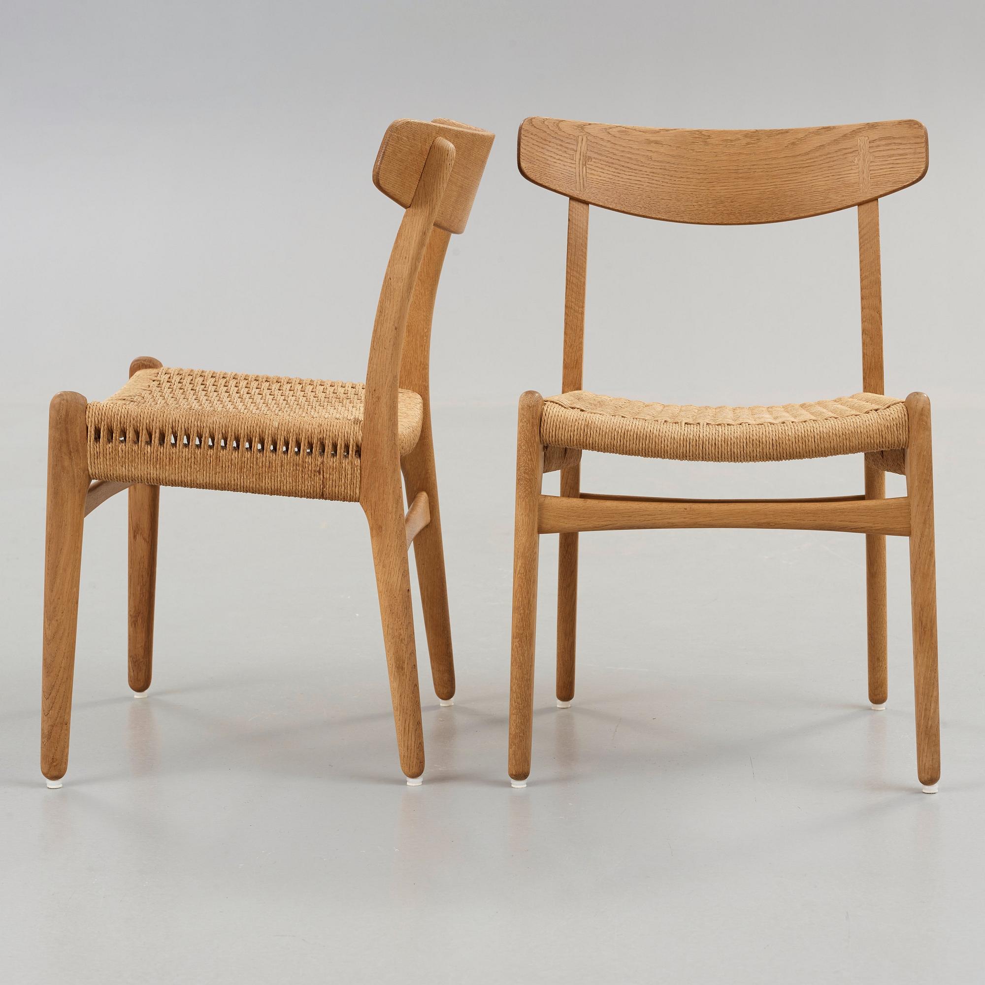 Hans J. Wegner, HANS J WEGNER, stolar, 6 st,  "CH-23 Spisestolen", Carl Hansen & Son, Odense, Danmark.
