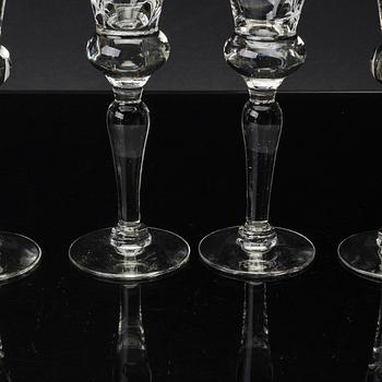 SNAPSGLAS, 8 st, "Gustav III", Reijmyre Glasbruk, 1900-talets andra hälf.