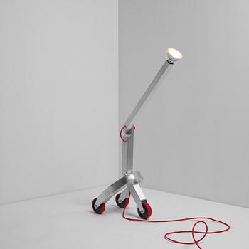 David Taylor, a unique floor lamp, "Wheelie Lamp", Studio Mellösaverken, Sweden 2025.
