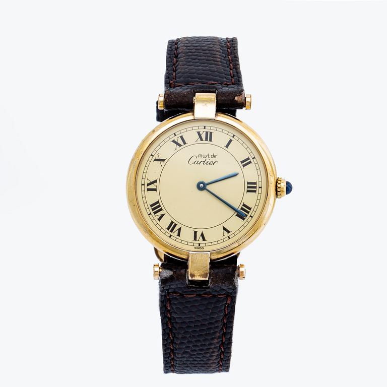 Cartier wristwatch, gilded silver, "Must de Cartier", 30 mm, quartz movement.