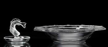 SKÅL samt NÅLFAT, glas, Lalique, 1900-tal.