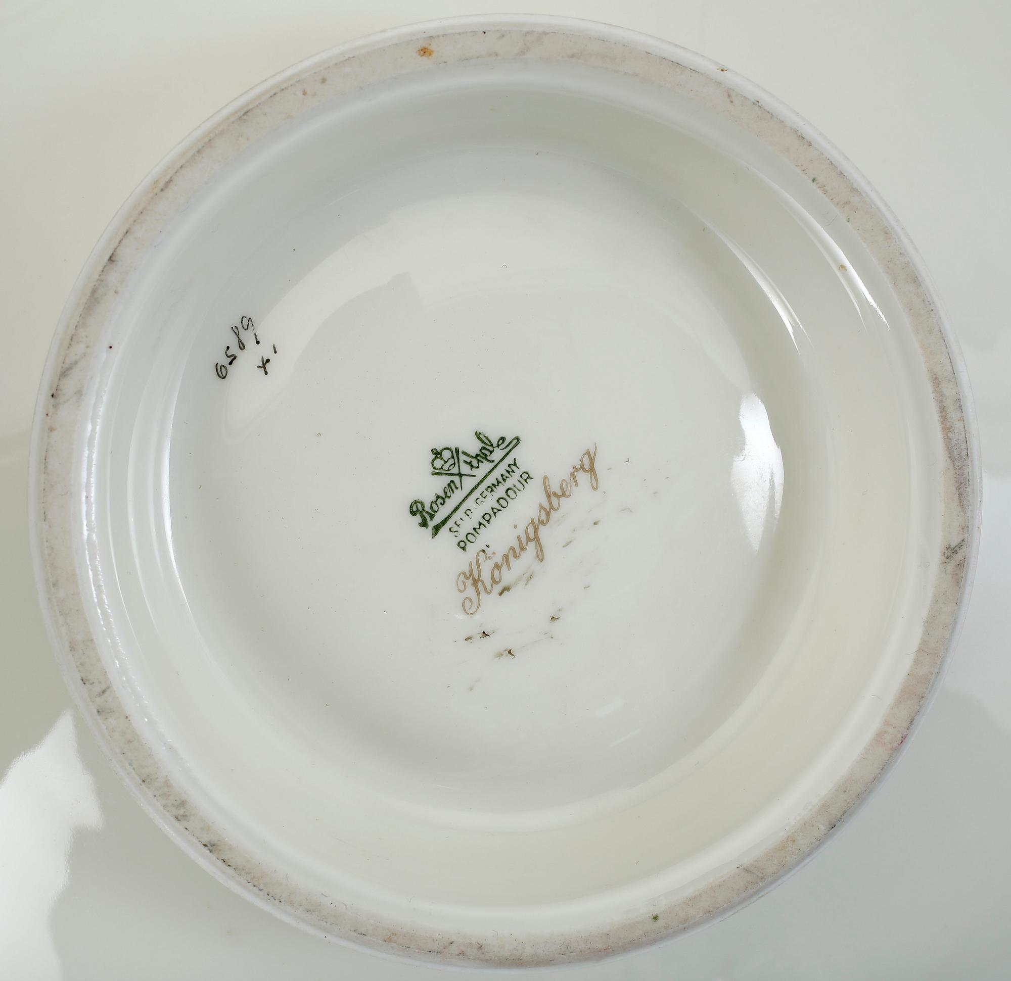 SKÅL på FOT samt FAT, porslin, "Pompadour", Rosenthal, Königsberg, Tyskland, 1900-talets mitt.