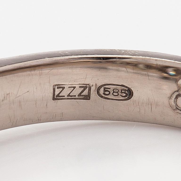 Sormus, briljanttihiontaiset timantit, 14K valkokultaa, Hanna K, Kuopio.