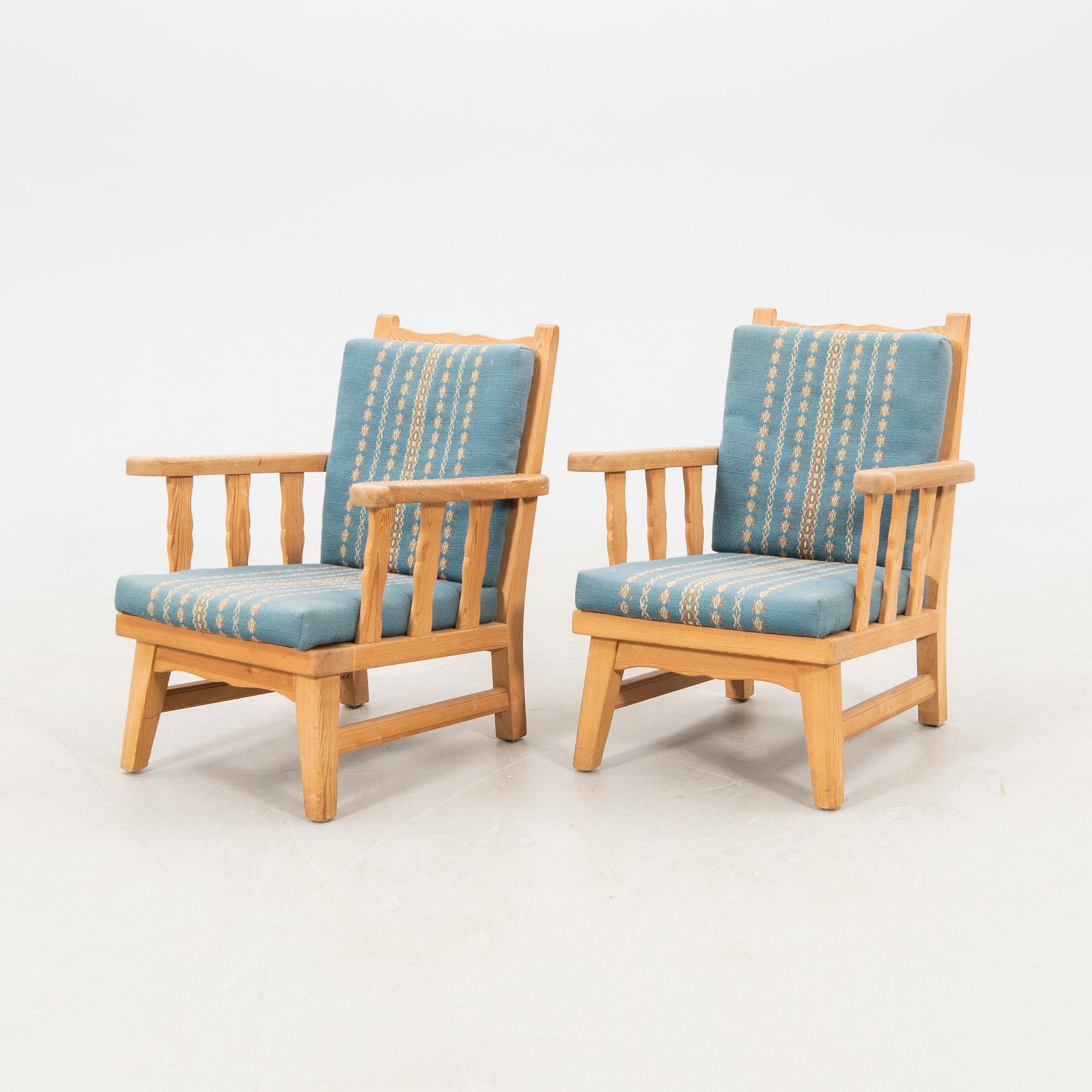 Fåtöljer 1 par, furu, Krogenes Möbler, Norge, 1900-talets mitt.