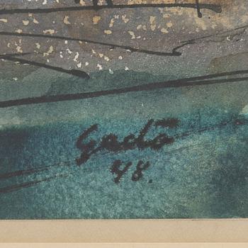 Bertil Gadö, Harbour scene and city scene, two pieces.