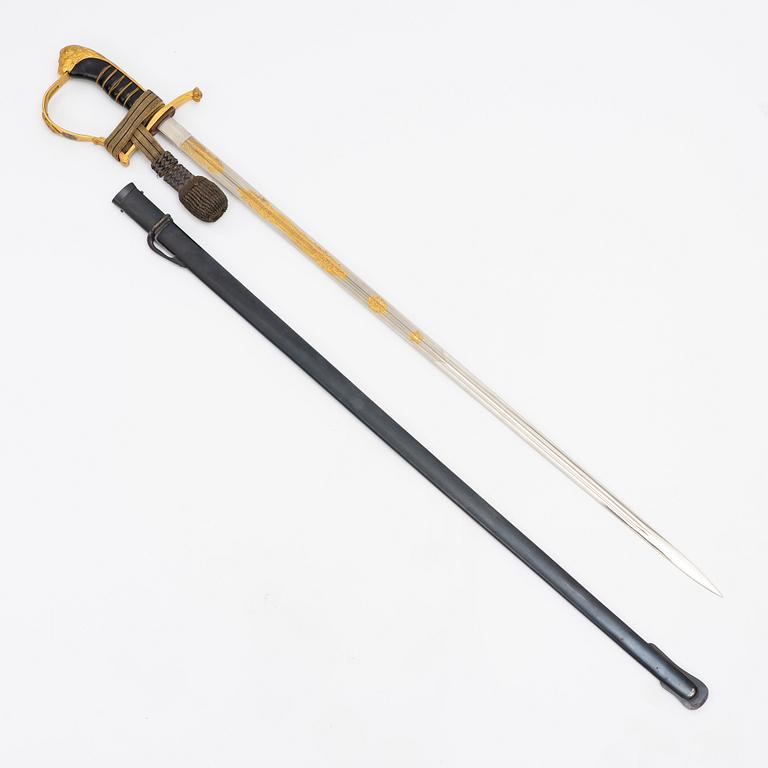 A Swedish infantry officer's sword, with scabbard.