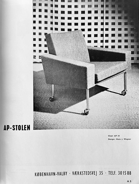 Hans J. Wegner, a sofa and armchair, model "AP-34", Anker Petersen AP-Stolen, Denmark, ca. 1957.