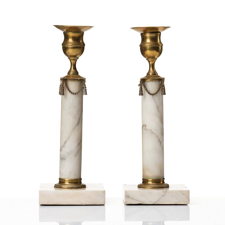 A pair of Late Gustavian candlesticks.