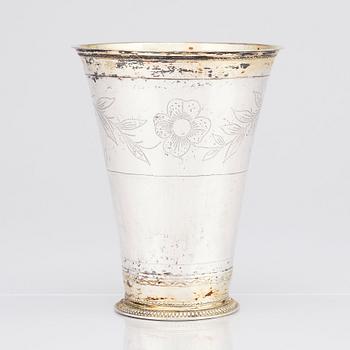 A Swedish mid- 18th Century parcel-gilt silver beaker, probably Conrad Gadd, Kristianstad 1749.