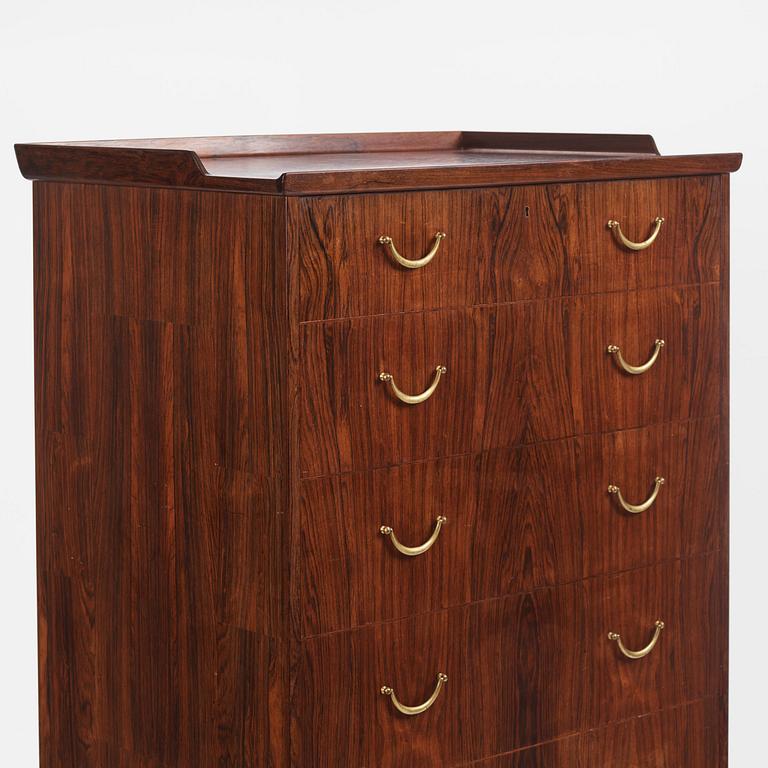 Carl Malmsten, a rare rosewood chest of drawers, Sweden, 1950s.