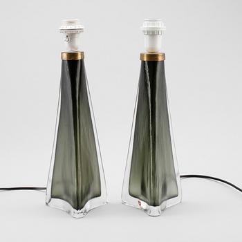 BORDSLAMPOR, 1 par, Carl Fagerlund, Orrefors, 1900-talets andra hälft.