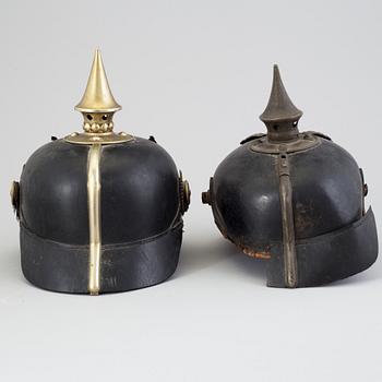 Two 19th century helmets.