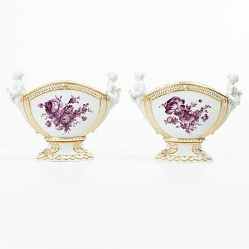Royal Copenhagen, tulip vases, a pair, “Juliane Marie purpur”, 1905, Denmark.