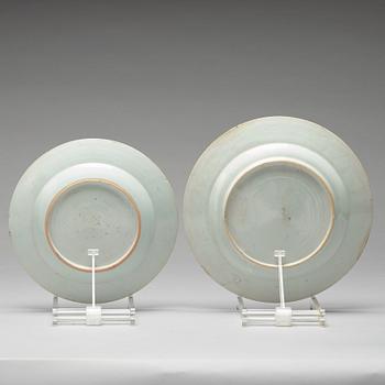 TALLRIKAR, sex stycken, samt FAT, kompaniporslin. Qingdynastin, Qianlong (1736-95).
