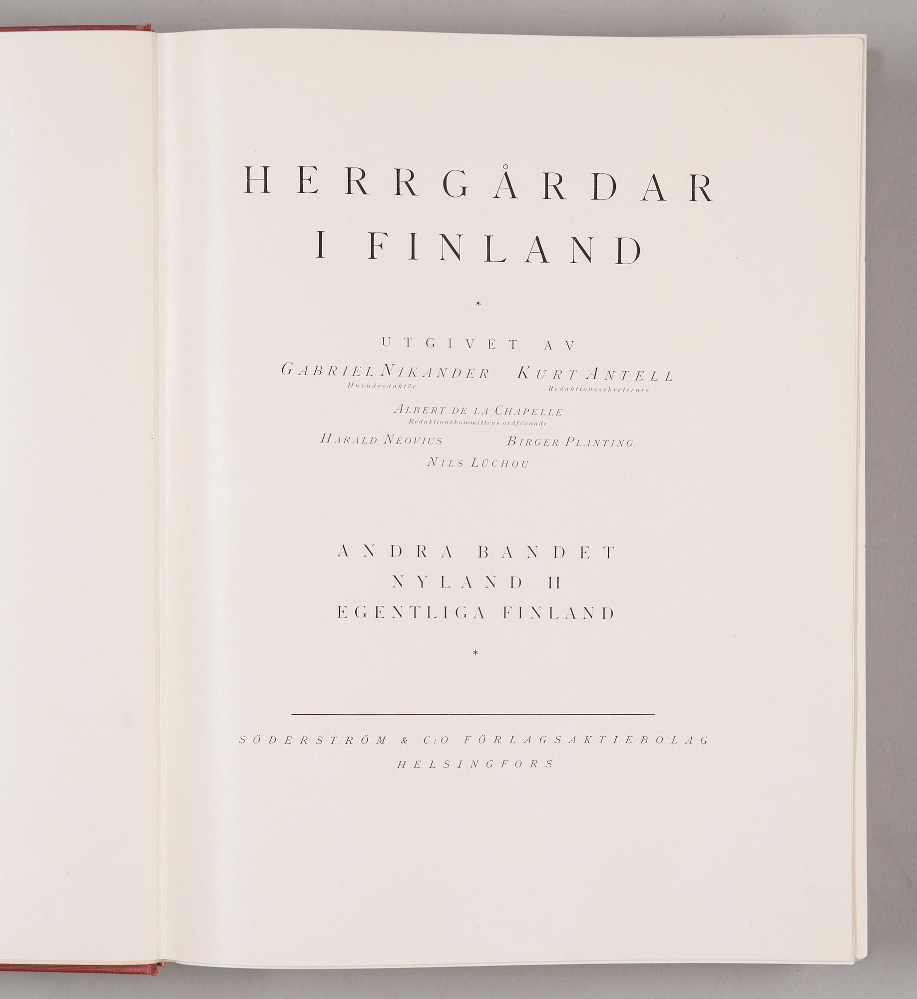 BÖCKER, 3 st, Herrgårdar i Finland, Söderstöms & Co Förlagsaktiebolag, Helsingfors 1928-29.