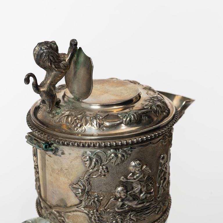 A silver and glass decanter, Topazio, Portugal, mid 20th Century.