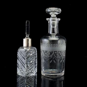 Two 20th century glass and silver decanters, one by Orrefors.